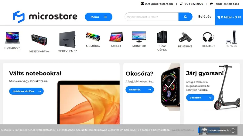Microstore.hu – IT eszközök webshopja — OpenCart alapú, egyedi fejlesztés
